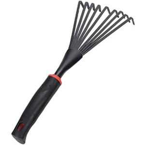 Garden Hand Rake,13" Stainless Steel Shrub Rake,Short Handle Small Rakes for Gardening for Soil Loosening,Planting,and Weed Removal