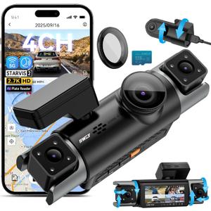 IIWEY 4 Channel Dash Cam 360 View, STARVIS 2 Front 2.7K Rear 2K Inside 1080P x2, 8IR LEDs Night Vision 3.0, PlateTag AI for Plate Clarity, 5GHz WiFi GPS, Voice Control, 24/7 Parking Mode, 128GB Card