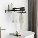 Audmore Wall Mounted Clothes Rack with Top Shelf, 41'' Industrial Clothing Rack Heavy Duty, Metal Shelf with Hanging Rod, Garment Rack Laundry Room Shelves, Space Saving