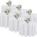 Fitable 6 Pack White Tablecloths for Round Tables - 108 Inches in Diameter - Stain Resistant and Washable Table Clothes, Polyester Fabric Table Covers for Wedding, Party, Banquet, Formal Events