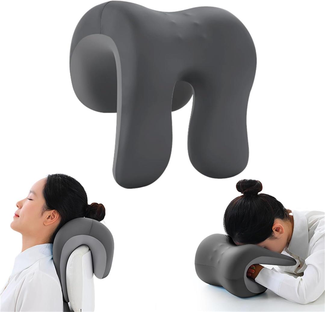 chislim Neck Support for Office Chair,Memory Foam Desk Pillow for Napping,Washable Cover,Fits Most Office Chair (Grey)