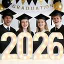 Graduation Decorations 2026, Larger 12.6in Tall 2026 Marquee Light Up Numbers Graduation Party Decor, LED Number Lights Class of 2026 Party Supplies for High School Senior College -Warm White