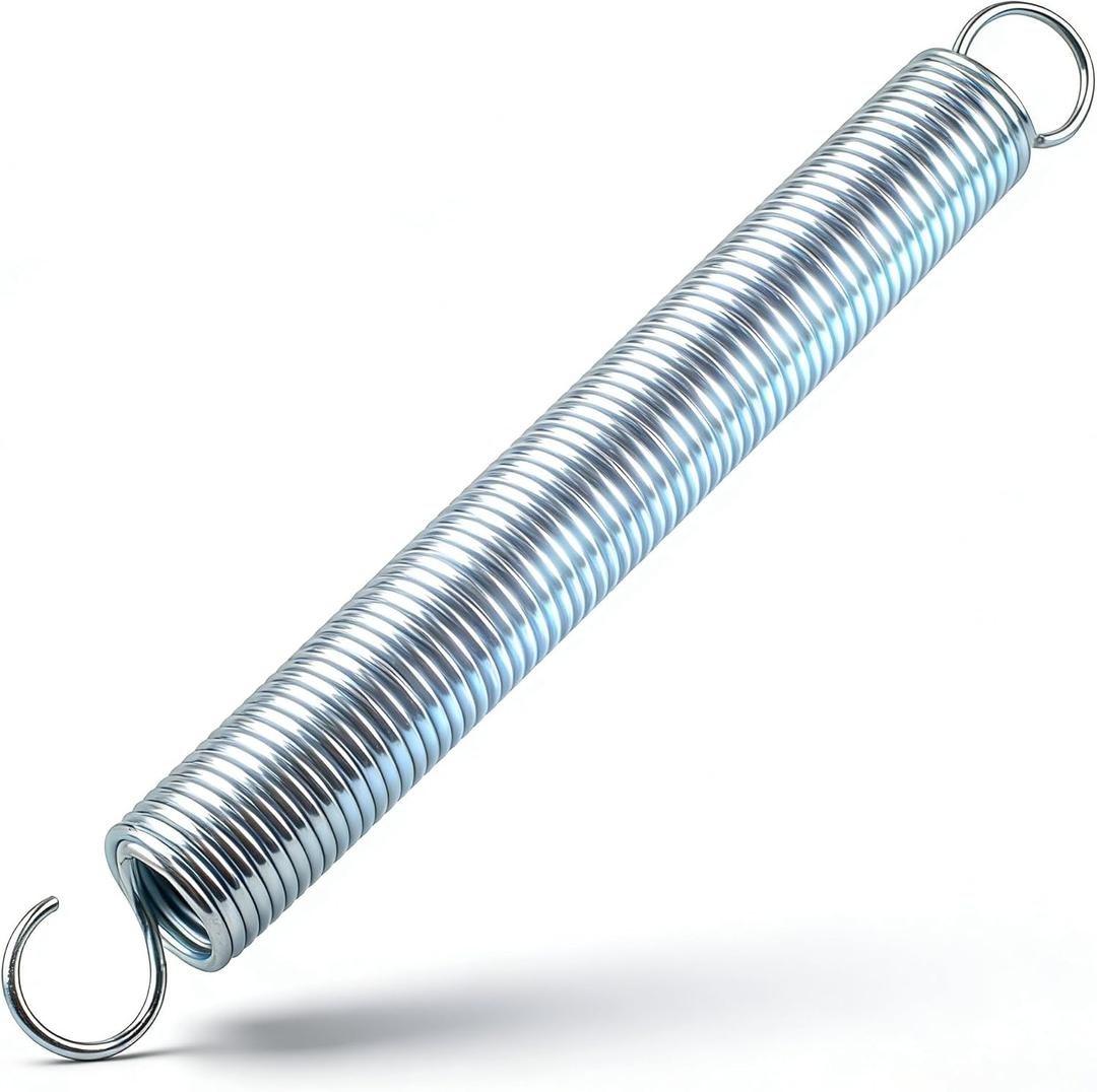 9637 Extension Spring, 12 in. Length, 1 in. Diameter, Screen Door Spring, Spring Steel Construction, Nickel Plated Finish, Single Loop Opening, for Prime-Line