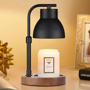Dimmable Candle Warmer Lamp Adjustable Height Electric Wax Melt Warmer for Jar Scented Candles Suitable for Home Office Decor Birthday Gifts for Women Mom Grandmawith 2 Bulbs (Black Metal)