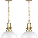 White and Gold Pendant Lights Kitchen Island 2 Pack, Modern Matte White Dome Pendant Lighting Industrial Light Fixture for Kitchen Living Dining Room Restaurant Hallway Entrance