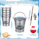 Soulchen 24 Pcs Mini Fishing Birthday Party Decorations Include 12 Fish Cupcake Pole Picks 12 Mini Tackle Bait Bucket 12 Bobber for Gone Fishing Theme Supplies Ocean Party Cake Decor