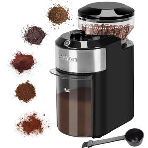 Burr Coffee Grinder Electric - Adjustable Burr Grinder with 28 Precise Grind Settings for 12 Cups - Coffee Grinders for Home Use - Professional Coffee Bean Grinder - Stainless Steel (Black)