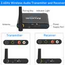 Tendak 2.4Ghz Wireless Audio Transmitter Receiver, 160 ft Long Range Low Latency Wireless Audio Adapter with Volume Control for Subwoofer/Powered Speaker/Soundbar, RCA or 3.5mm Jack Input/Output