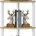 Corner Shelf, 6-Tier Corner Bookshelf, Industrial Corner Ladder Shelf, DIY Storage Shelves, Rustic Display Shelf for Living Room, Bedroom, Kitchen, Home Office, White and Nature Wood Color UJSJ004Q