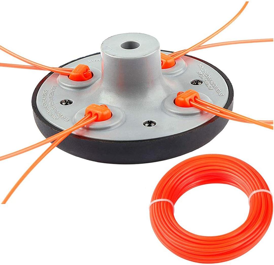 Universal Trimmer Head Weed Eater Easy Load String Attachment Head Replacement with 15M/59 inch 2.4mm/0.095 inch Trimmer Line