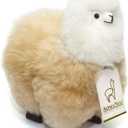 Alpaca Stuffed Animal – 9 inch. Cute, Soft and Cuddly Alpaca Plush Toy Handcrafted on Real Alpaka Natural Fur. (9 inches, Beige & White)