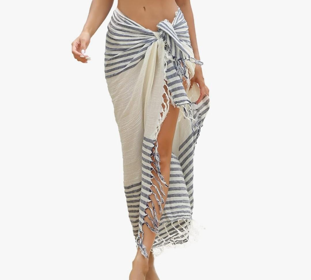 Women Swimwear Cover Ups Cotton Bathing Suit and Beach Cover Ups Cotton Shawls for Women&Girls Navy Blue