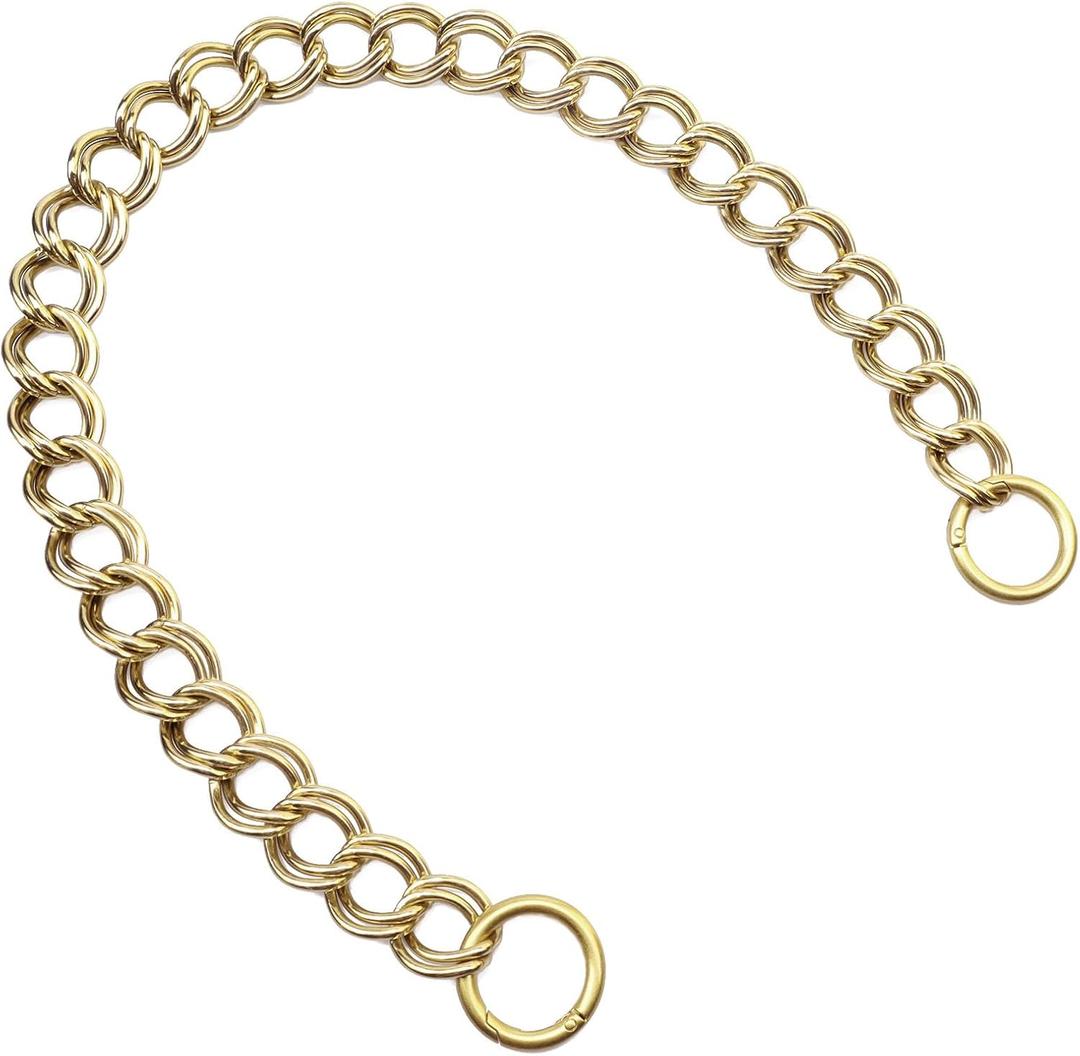 Errienpin 23.6 Inch Chunky Purse Chain Handles | Double Chain with Oversized O Ring | Short Strap Replacement for Handbags & Shoulder Bags(Brass)