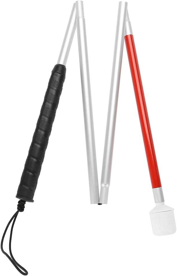 Rotating Head Folding Blind Cane Walking Stick with Red Reflective Tape for The Blind and Visually Impaired People,43 inch Collapsible Non-Slip Aluminum Cane