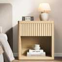 Night Stand Fluted Nightstand with Drawers, Wood Bedside Table with Storage, Bed Side Table End Tables for Bedroom, Farmhouse Nightstands Large Night Stands, Natural, 
Item Weight	36.7 pounds