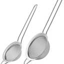 2 Pack Fine Mesh Strainers, Mini Stainless Steel Strainer with Handle for Kitchen, Metal Sieve Sifters for Straining Tea, Matcha, Cocktail, Juice and Coffee (8.6in 7.5in)