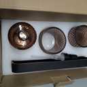 Bathroom Accessories Set,4 Pcs Amber Glass Bathroom Accessories Sets-Lotion Soap Dispenser,Toothbrush Holder,Qtip Holder Dispenser & Resin Vanity Tray,Countertop Vanity Organizer,Amber