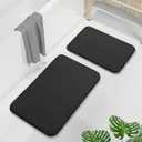Yimobra Memory Foam Bathroom Rugs Sets 2 Piece - Super Soft Absorbent Quick Dry Bath Mat Set, Machine Washable Non Slip Floor Carpet for Tub Shower & Single Sink (17x24 & 31.5x20 Inch, Black)