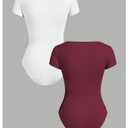 RoseSeek Girl's Short Sleeve Bodysuit Square Neck Leotard Tops 2 Pack