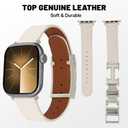 Leather Magnetic Bands Compatible with Apple Watch 11/10/9/8/7/6/5/4/3/2/1/SE/SE2/Ultra, Women Men Wristbands for iWatch 49mm/46mm/45mm/44mm/42mm/41mm/40mm/38mm (Beige+ Starlight Buckle)