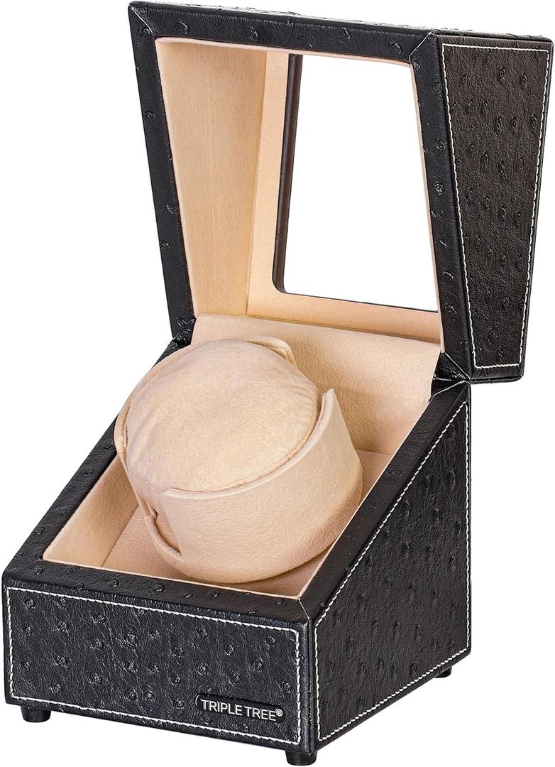 Watch Winder for Automatic Watches, Single Watch Winder Box with Japanese Quiet Motor, Ac Adapter, Women's and Men's Watches Winder 4 Rotation Mode Setting
