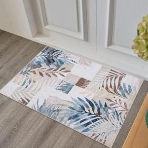DECOMALL Jasmine Door Mat 2x3ftWashable Small Rugs Multi, Colorful Modern Foldable Palm Leaf Carpet for Entrance, 24"x36", Multi