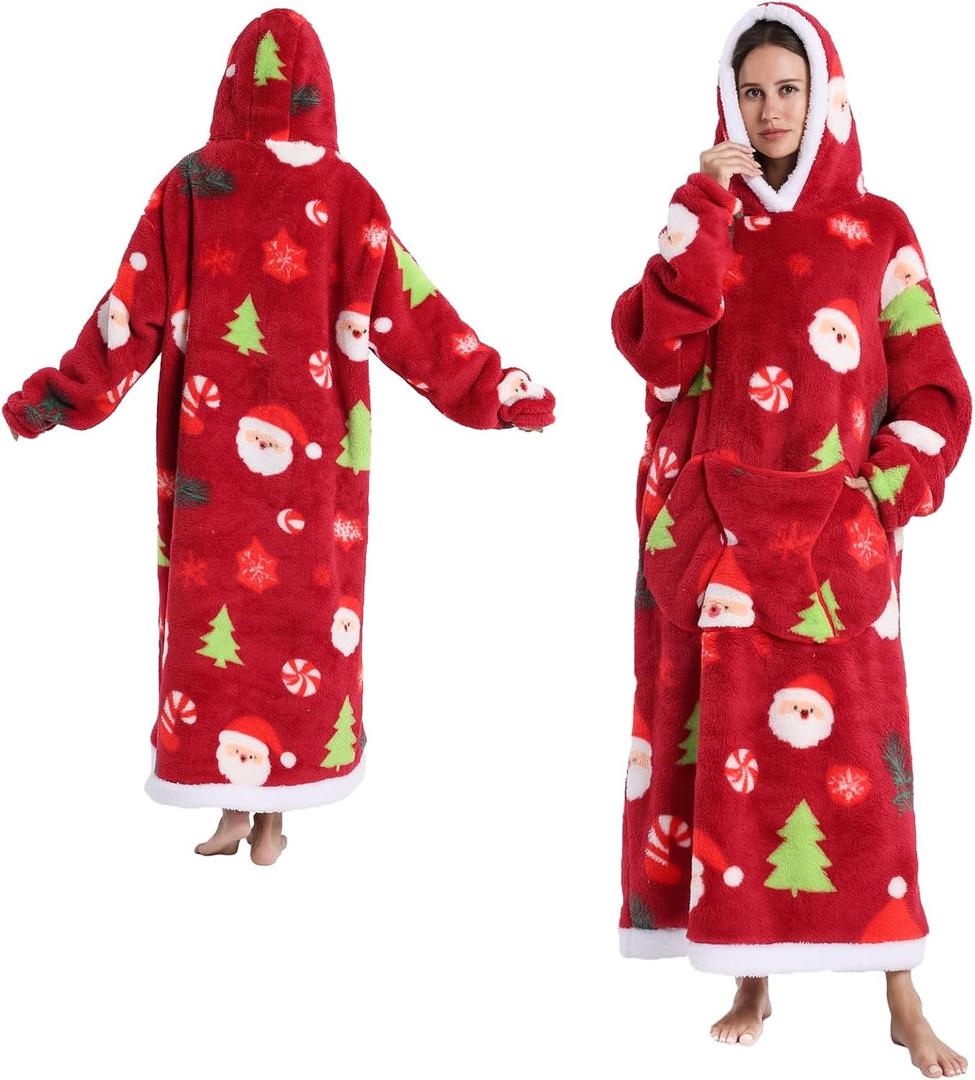 GoodtoU Oversized Wearable Blanket Hoodie Cozy Christmas Birthday Gifts for Women Sherpa Hoodie Blanket with Big Pocket (Adults Extra Long)