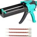 Dual Caulking Gun,Epoxy Gun for 13.5 fl oz(400 ml,1:1 Mix Ratio)Manual Dual Component Adhesive Applicator with Mixing Nozzles,Green