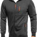Riskrole Men's Zip Up Fleece Hoodie Lightweight Sweatshirt Long Sleeve Sports Hooded Jacket with Zipper Pockets (Gray, L)