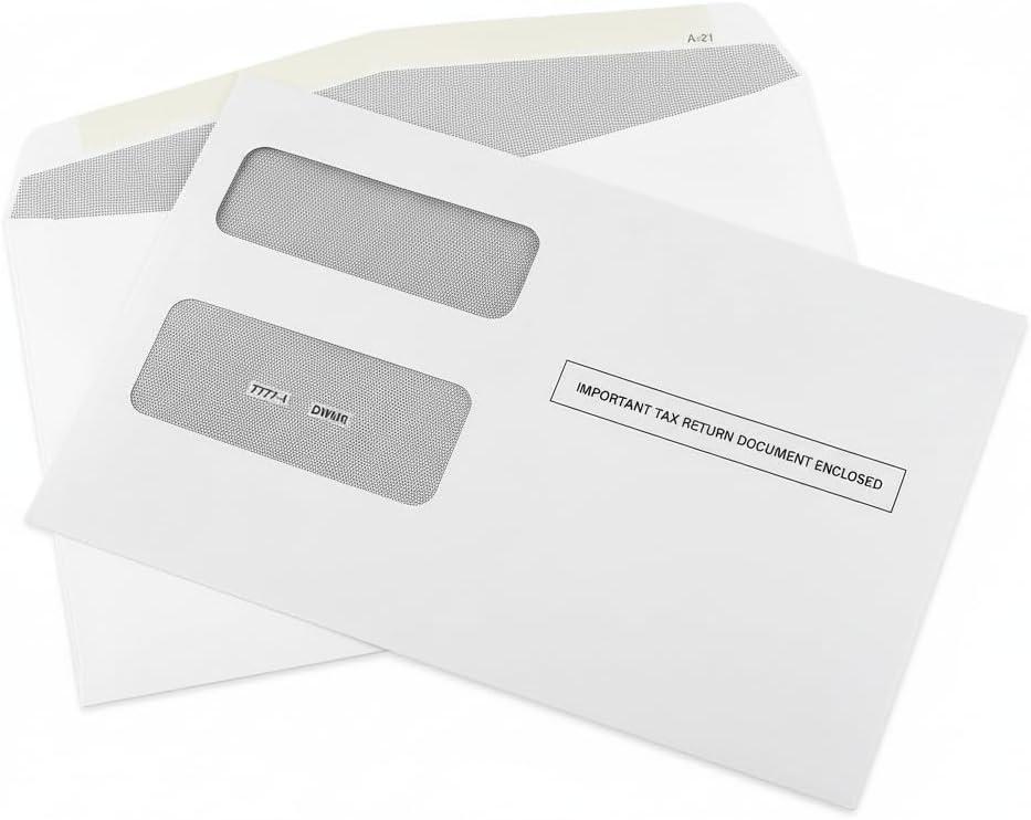 1099 MISC Tax envelopes, Double-Window Security Envelope for 1099 income Misc And 1099-R & DIV - INT, 1095 C Tax Form,5 5/8 Inch x 9 Inch, Gummed Flap, 25 Form Envelopes