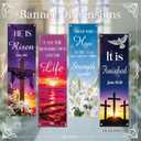 Colorful Bible Church Banners with Scripture, 4PCS Christian Hanging Sign Wall Decor for Sanctuary Wall, Faith Religious Scriptures Backdrop Supplies for Sunday School Classroom, 6x2 Ft