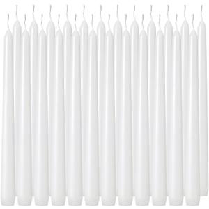 Tuyai 24 Pack Tall White Taper Candles, 10 inch (H) Dripless, Unscented Dinner Candle, Smokeless Taper Candles, Paraffin Wax with Cotton Wicks, 8 Hours Burn Time