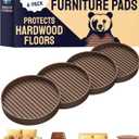 CasterMaster Non Slip Furniture Pads for Hardwood Floors - Circular (Brown, 3'' x 3'' - 4 Pack) - Round Furniture Cups & Chair Leg Floor Protectors for Scratch-Free Floors - Non Slip Caster Cups