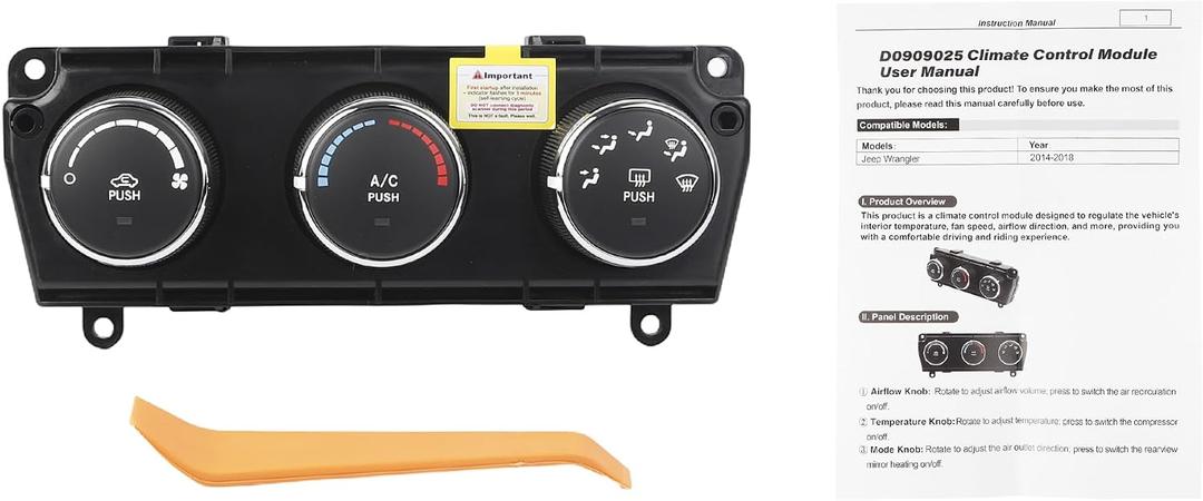 Dasbecan A/C Heater Climate Control Compatible With Jeep Wrangler 2014-2018 Replaces# 68197433AA 68197433AB