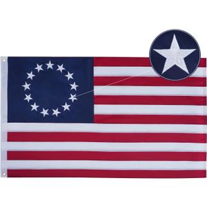 Bradford Betsy Ross Flag 4x6 ft Outdoor Embroidered 13 Star American Flags Heavy Duty, Double Sided Colonial Flag 13 Stars for 4th of July Memorial Day Use Long Lasting