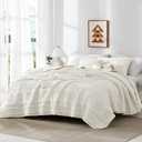 WDCOZY Boho Ivory Oversized California Cal King Size Quilt Bedding Sets with 2 Pillow Shams, Cream White Farmhouse Lightweight Soft Bedspread Coverlet for All Season, 3 Pieces