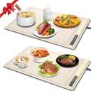 Electric Warming Tray-Kitchen Gadgets Portable Food Warmer,Foldable Roll Up Silicone Food Warming Mat with 3 Temperature Settings,Versatile Food Warmers for Parties Buffet (Beige-2Pack)