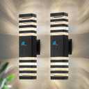 18.3 Inches Dusk to Dawn Outdoor Lighting,Up and Down Exterior Light Fixtures with 4 * 7W LED Bulbs,Waterproof Modern Long Outdoor Wall Light,Black Outdoor Porch Light for House,Garage,Patio