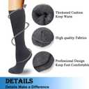 Warm Knee High Socks for Women-Thermal Cotton Socks for Hiking,Work,Winter,Gifts (Black)