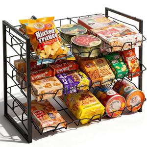 ZAVOOS Candy Display Rack, 3 Tier Metal Snack Display for Retail Counter, Adjustable Snack Stand Shelf Chip Bag Holder Rack for Home Kitchen, Store, Concession Stand, Theater