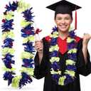 Kenning Hawaiian Graduation Lei for Adults 47" Faux Orchid Flower Necklace Class of 2026 Grad Necklace Tropical Luau Party Favors for Graduation Hawaiian Summer Beach(Blue Purple, Yellow)