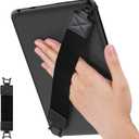 MoKo Security Hand-Strap for 9-11 Inch Tablet, iPad/IP-ad Pro/iPad Air/Kindle Fire HD/Samsung, High-Elasticity Versatile Hand Strap Lightweight Finger Grip Holder, Black Belt, Black