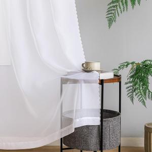 Window Curtains White Sheer Curtains 108 Inches Long 2 Panels Tulle Curtains Window Panels for Bedroom Curtains 2 Panel Sets Rod Pocket Sheer White Curtains for Living Room Garden Yard 40 W x 108 L (40"Wx108"L, White-voile)