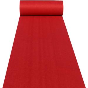Aisle Runner for Wedding Ceremony, 2X30 ft, Rolled 130 GSM Felt Non-Woven Fabric, Hollywood Red Carpet for EventMovie Theme Party Decorations, Red Runway Rug for Prom