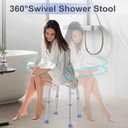 Shower Stool Chair for Inside Shower | Upgrade Small Corner Plastic Stool for Seniors Adult, 360 Swivel Shower Seat Stool for Bathroom (Light-Blue)