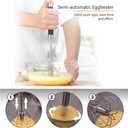 Stainless Steel Semi-Automatic Easy Whisk Handheld Mixer Hand Push Rotary Whisk Blender Egg Beater Hand Push Mixer Stirrer Egg Scrambler for Blending, Whisking, Frothing, Beating & Stirring, 14In