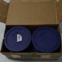 Pyrex Storage 4-Cup Round Dish with Dark Blue Plastic Cover, Clear (Case of 4 Containers)