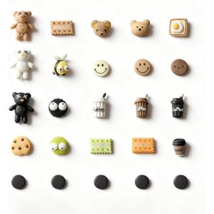 20PCS Cute Bear and Cookie Set Cute Refrigerator Magnets Fun Refrigerator Magnets for Office Kitchen Locker DIY Decoration