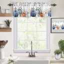 Fall Valance Curtain Pumpkin Blue Kitchen Curtain Thanksgiving Autumn Leaves Window Treatment Topper Curtains for Kitchen Living Room Bathroom Fall Seasonal Decor 1 Panel 54x18 Inch