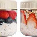 Overnight Oats Containers with Lids, 10oz Glass Jars with Lids 2 pcs, Apricot, Wide Mouth Mason jars for Salad, Yogurt, Snacks, Meal Prep (Camel)